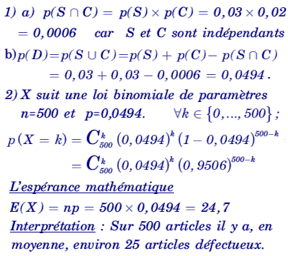 solution Probabilité conditionnelle, loi binomiale et loi e (image1)