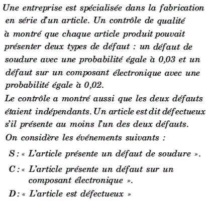 exercice Probabilité conditionnelle, loi binomiale et loi e (image1)