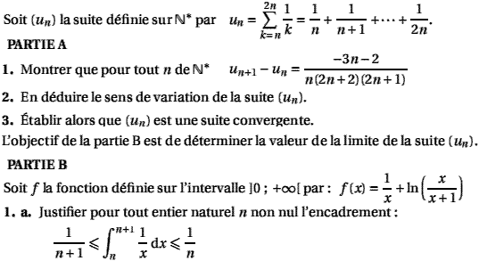 exercice Problème log, suite et integrale (image1)