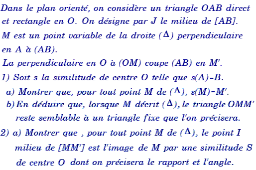 exercice Similitude directe et lieux de points (image1)