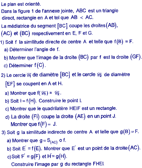 exercice Bac Tunisien 4ème math session principale 2016 (image1)