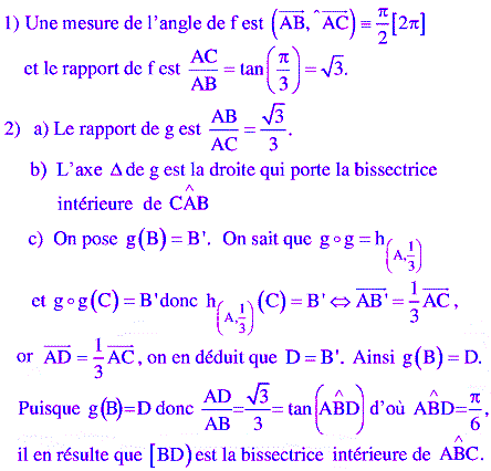 solution Bac Tunisien 4ème math session principale 2015 (Similitudes) (image1)