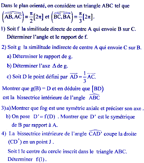 exercice Bac Tunisien 4ème math session principale 2015 (Similitudes) (image1)