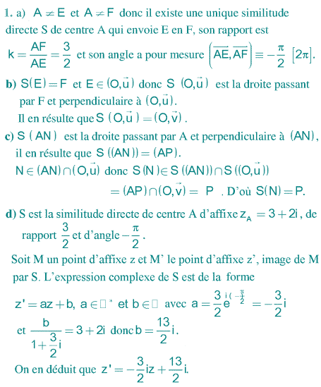 solution Bac Tunisien 4ème math session principale 2012 (Similitudes) (image1)