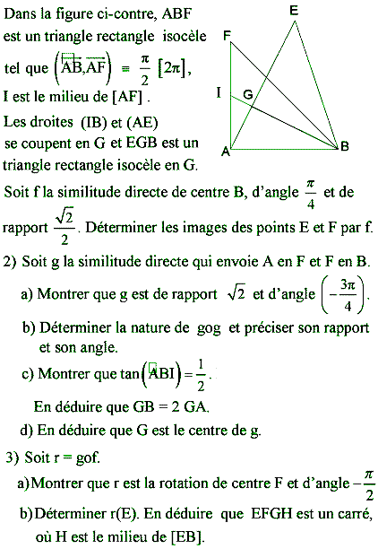 exercice Bac Tunisien 4ème math session principale 2011 (Similitudes) (image1)