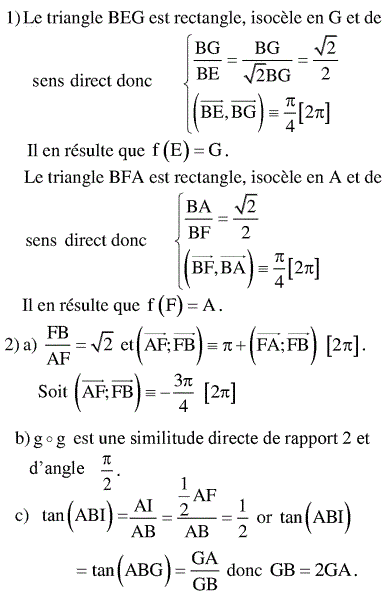 solution Bac Tunisien 4ème math session principale 2011 (Similitudes) (image1)