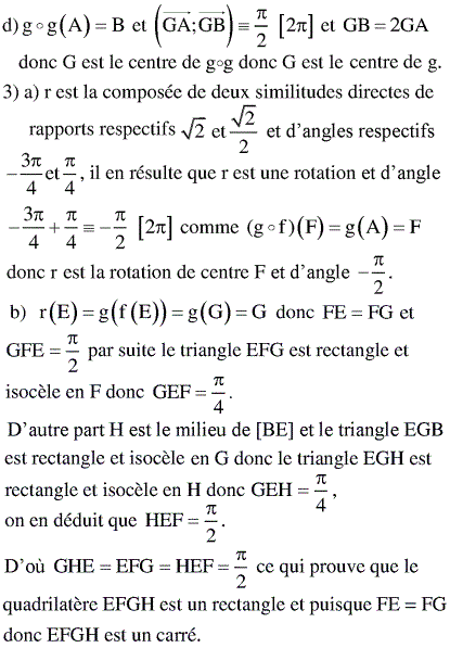 solution Bac Tunisien 4ème math session principale 2011 (Similitudes) (image2)
