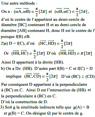 solution Bac Tunisien 4ème math session principale 2005 (Similitudes) (image2)