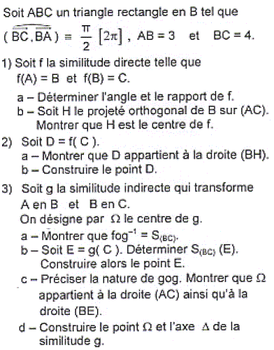 exercice Bac Tunisien 4ème math session principale 2005 (Similitudes) (image1)