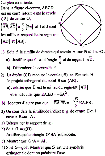 exercice Bac Tunisien 4ème math session de controle 2015 (Similitudes) (image1)