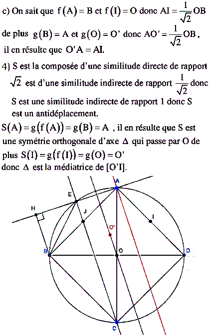 solution Bac Tunisien 4ème math session de controle 2015 (Similitudes) (image2)