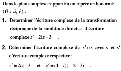 exercice Ecriture complexe d'une similitude  (image1)
