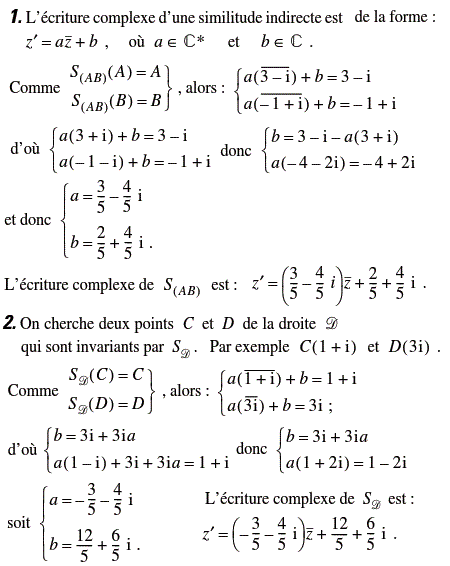 solution Ecriture complexe d'une similitude indirecte (image1)