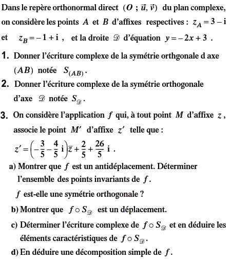 exercice Ecriture complexe d'une similitude indirecte (image1)