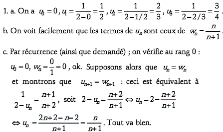 solution Pondichéry avril 2004 - Récurrence et log (image1)