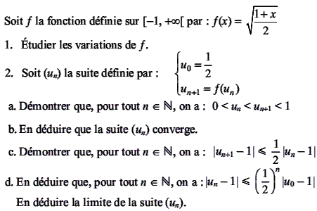 exercice Convergence d'une suite (image1)