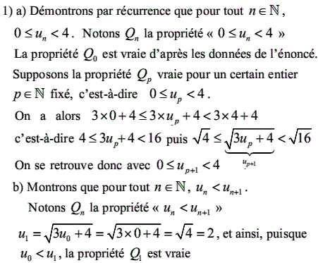 solution recurrence, sens de variation et convergence (image1)