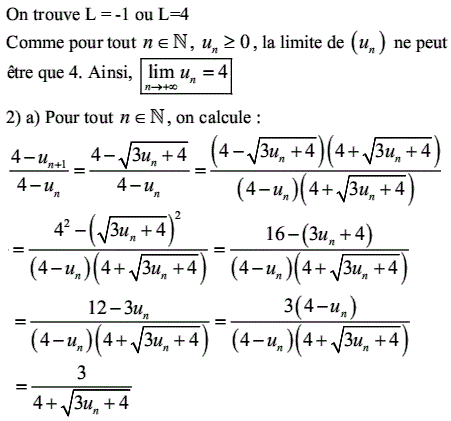 solution recurrence, sens de variation et convergence (image3)