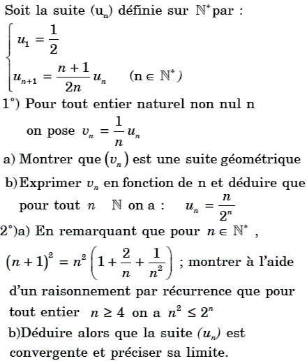 exercice suite géométrique et convergence d'une suite (image1)