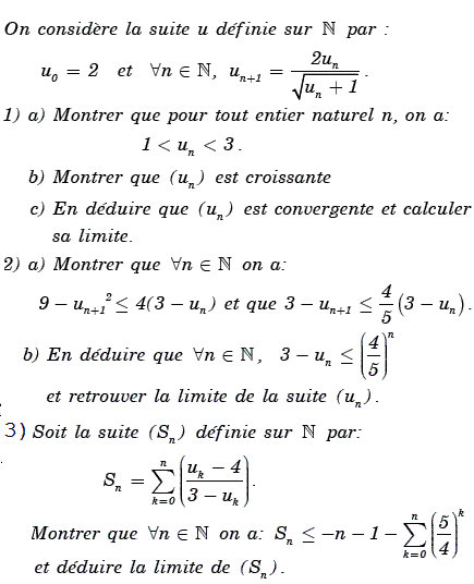 exercice Suite récurrente et somme (image1)