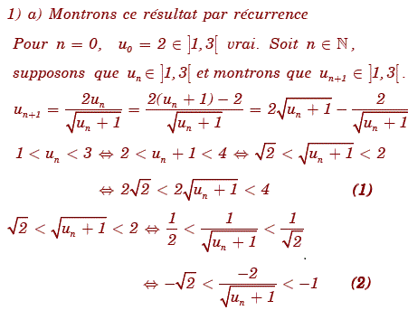 solution Suite récurrente et somme (image1)