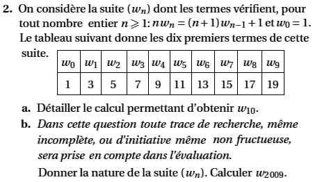 exercice Baccalauréat S France Métropole juin 2009 (image2)