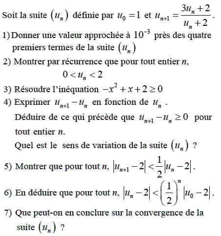 exercice Suite monotone convergente (image1)