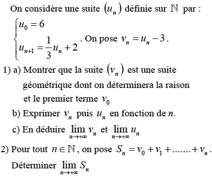 exercice Suite arithmétici-géométrique et somme de termes (image1)