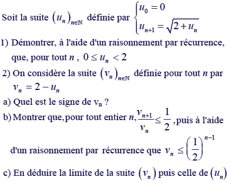 exercice Suite monotone convergente (image1)