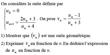 exercice Suite géométrique (image1)