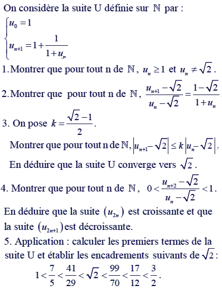 exercice Convergence d'une suite non monotone (image1)