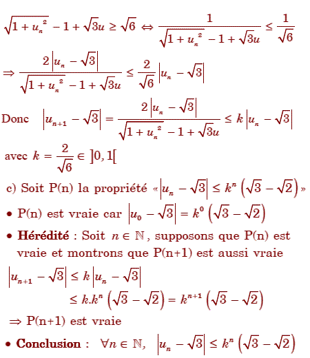 solution Etude de la convergence d'une suite non monotone (image3)