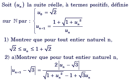 exercice Etude de la convergence d'une suite non monotone (image1)