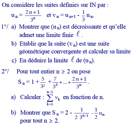 exercice Suite convergente et sommation (image1)