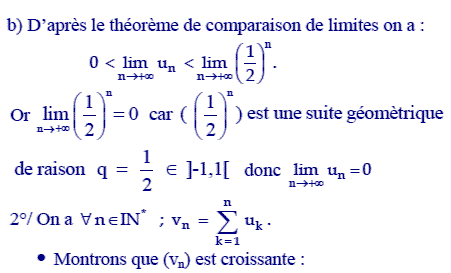 solution Convergence d'une suite et théorème des gendarmes (image2)