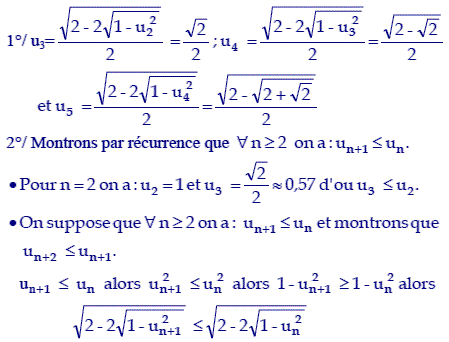 solution Terme général et convergence d'une suite récurrent (image1)