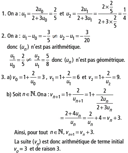 solution Suites arithmétique et géométrique (image1)