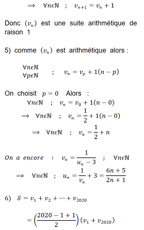 solution Suite arithmétique, monotonie, calcul d'une somme (image3)