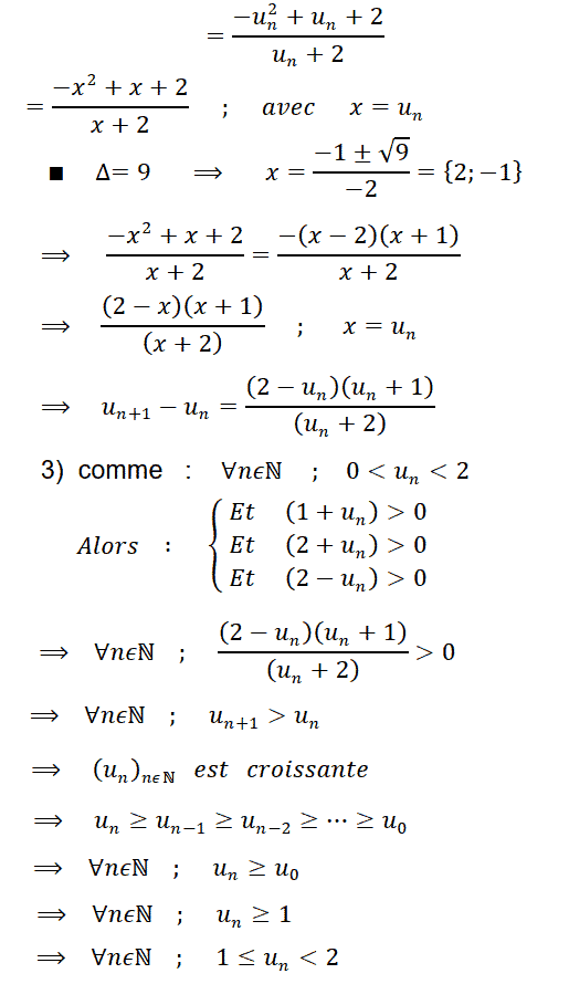 solution Suite géométrique, monotonie, calcul d'une somme (image3)