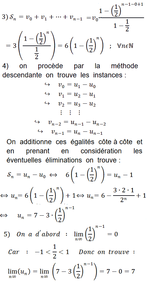 solution Suite géométrique, monotonie, calcul d'une somme (image2)