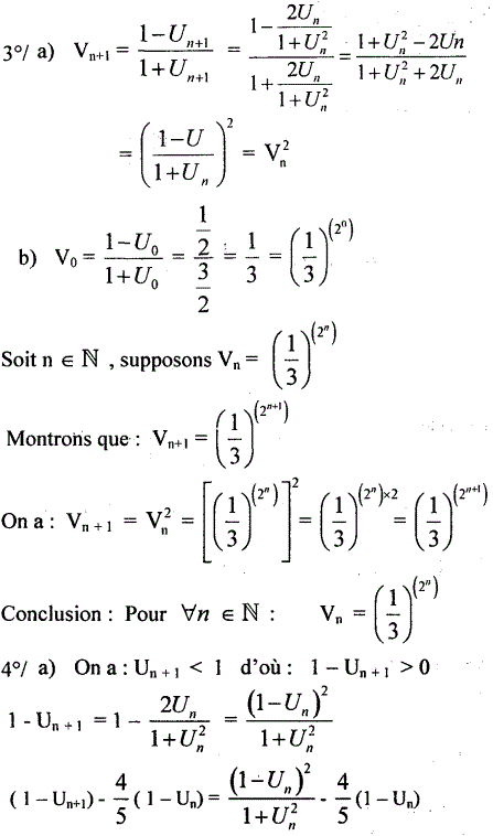 solution Convergence d'une suite recurrente et de la somme de ses termes (image2)