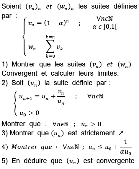 exercice Convergence d'une suite monotone (image1)