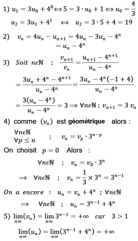 solution Suite géométrique - limite d'une suite (image1)