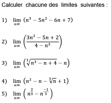 exercice Calculs de limites (image1)