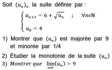 exercice Convergence d'une suite monotone (image1)