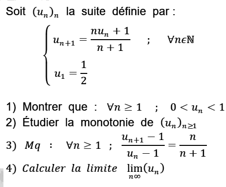 exercice Convergence d'une suite monotone (image1)