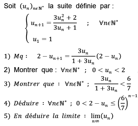 exercice Convergence d'une suite monotone (image1)