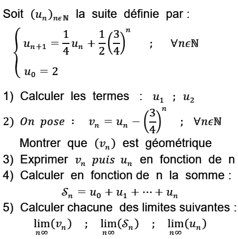 exercice Suite géométrique et limites (image1)