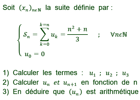 exercice Suite arithmétique (image1)
