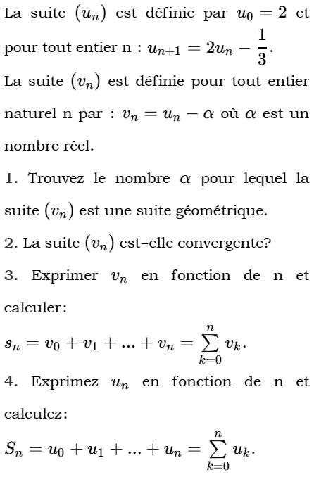 exercice Suite arithmético-géométrique (image1)